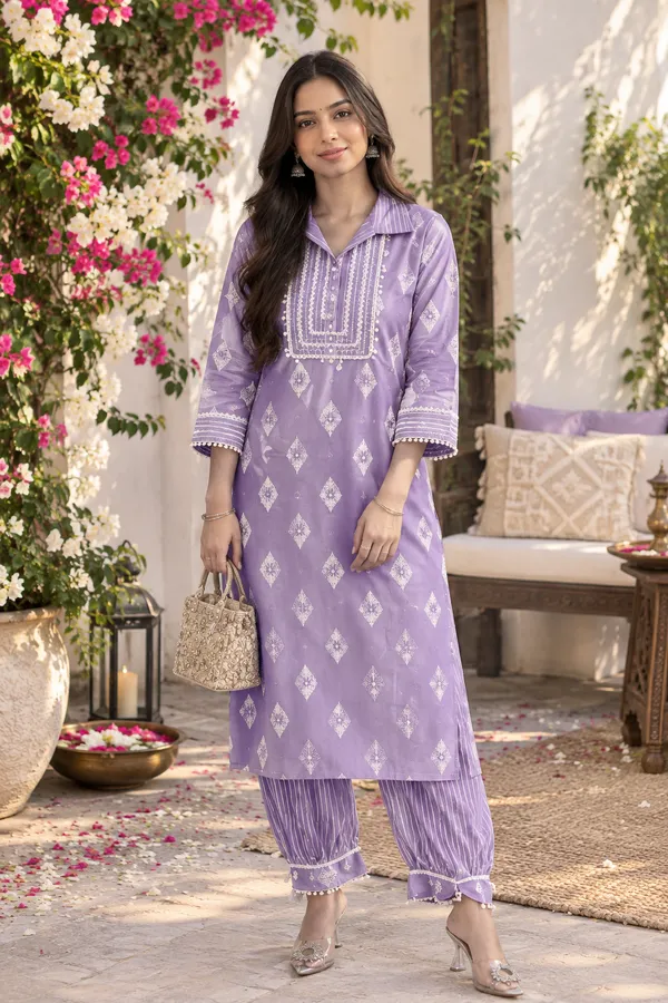Purple_Cotton_Kurta_Set_For_Women