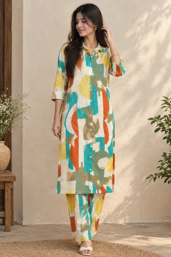 Multicolour_Cotton_Straight_Kurta_Set_For_Women