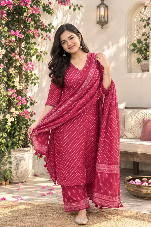 Red_Pure_Cotton_Kurta_Set_For_Women