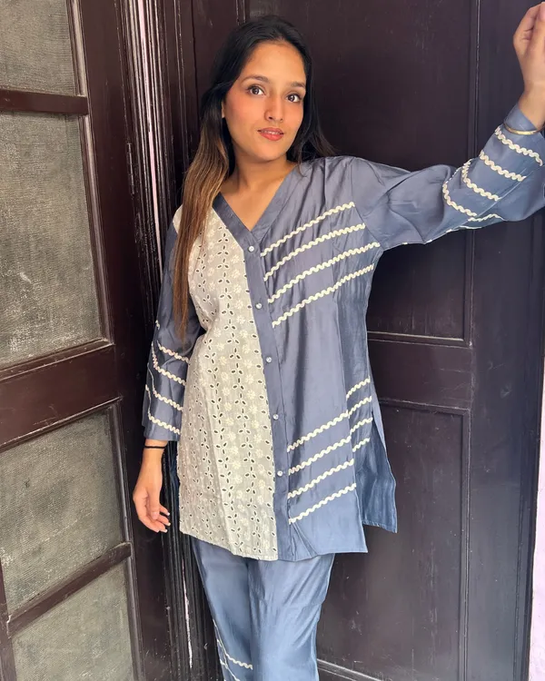 Blue_Denim_Cotton_Kurta_Set_For_Women