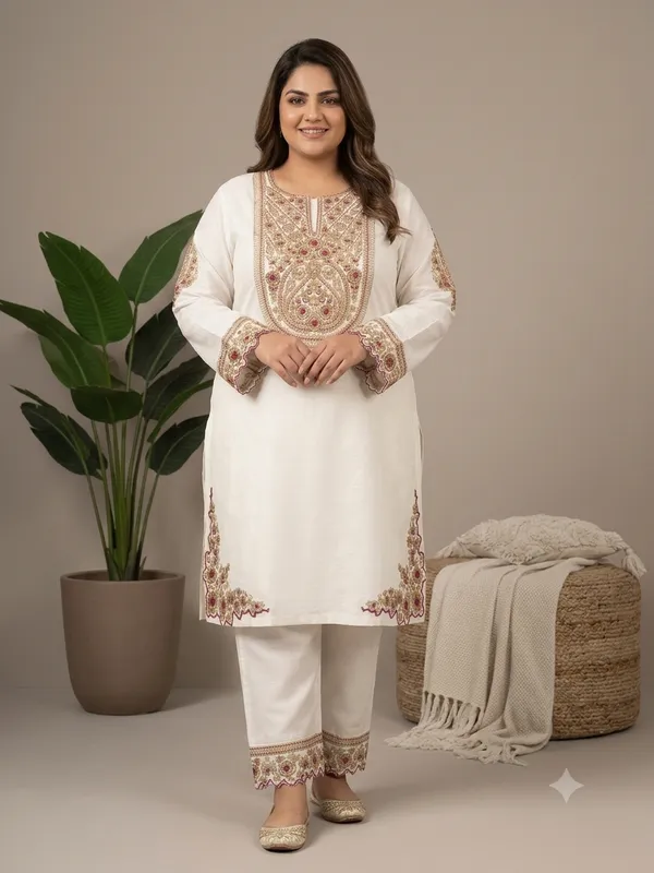 White_Crepe_Kurta_Pant_Set_For_Women