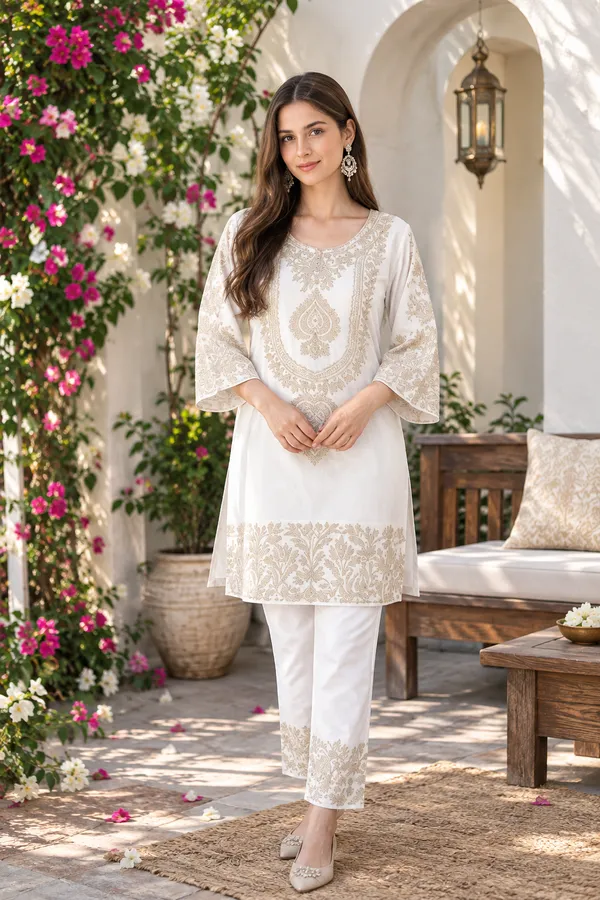 White_Crepe_Straight_Kurta_Set_For_Women