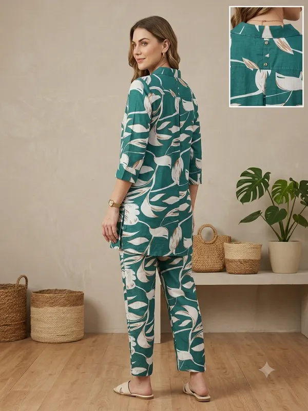 Green_Cotton_Kurta_Set_For_Women