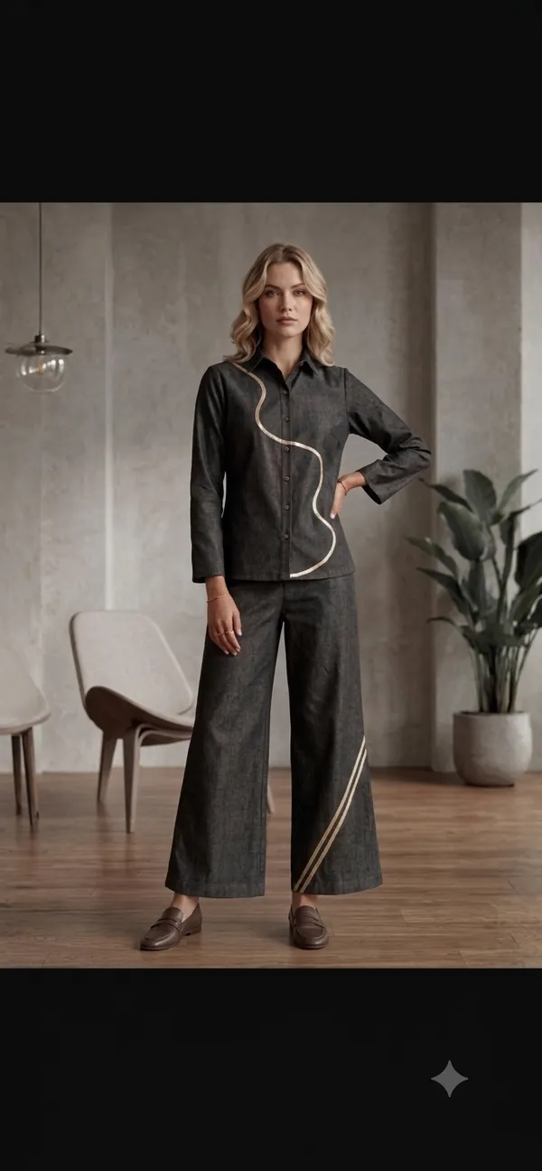 Grey_Denim_Cotton_Kurta_Set_For_Women