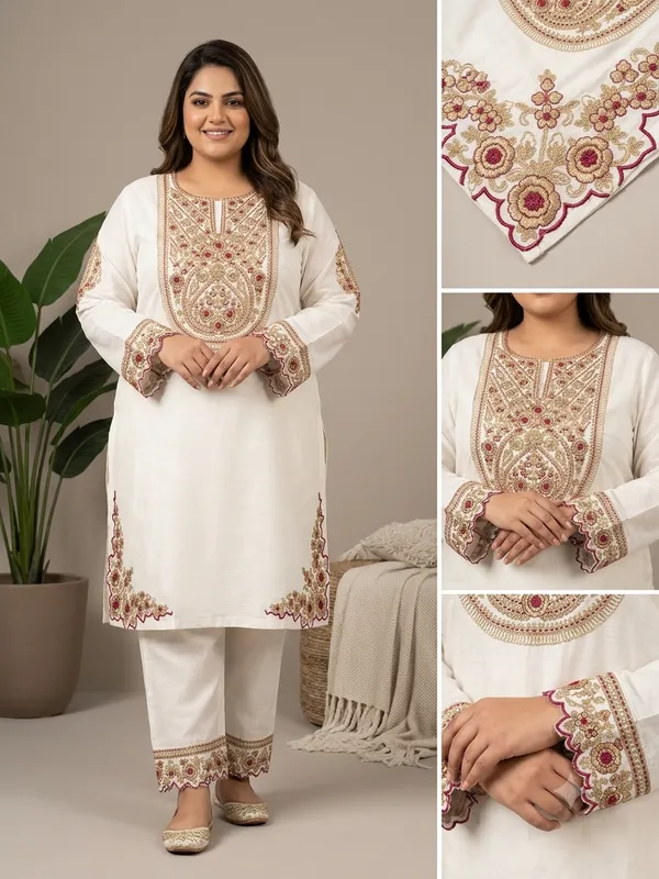 White_Crepe_Kurta_Pant_Set_For_Women