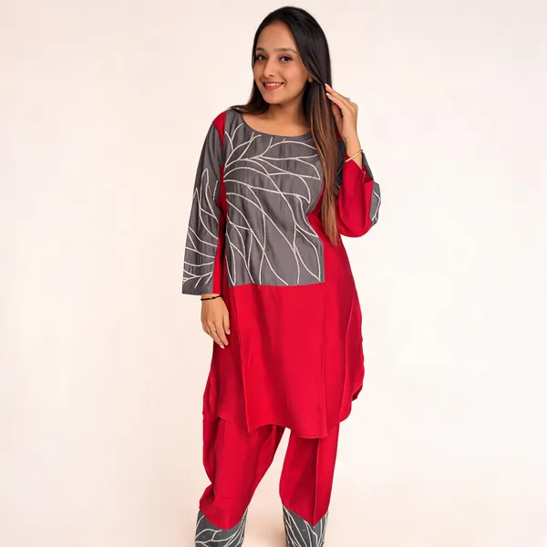 Red_Cotton_Flex_Straight_Kurta_Set_For_Women