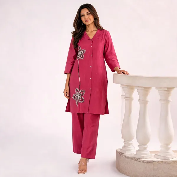 Pink_Crepe_Kurta_Pant_Set_For_Women