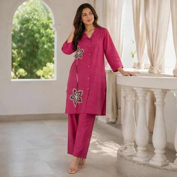 Pink_Crepe_Kurta_Pant_Set_For_Women