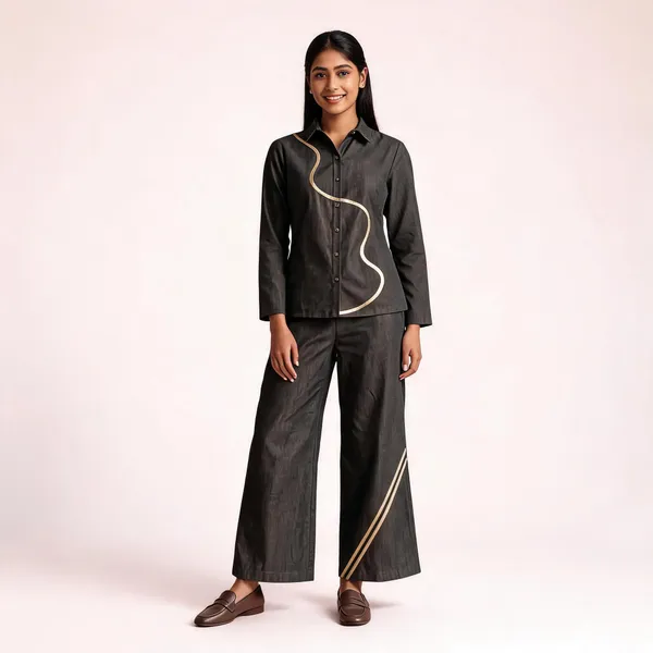 Grey_Denim_Cotton_Kurta_Set_For_Women