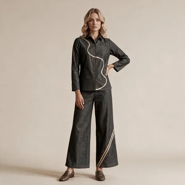 Grey_Denim_Cotton_Kurta_Set_For_Women