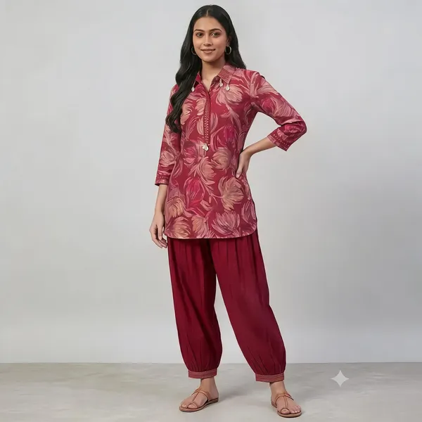 Red_Cotton_Kurta_Set_For_Women