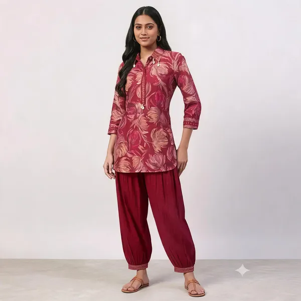 Red_Cotton_Kurta_Set_For_Women