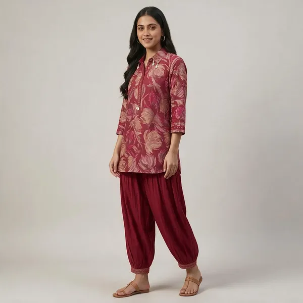 Red_Cotton_Kurta_Set_For_Women