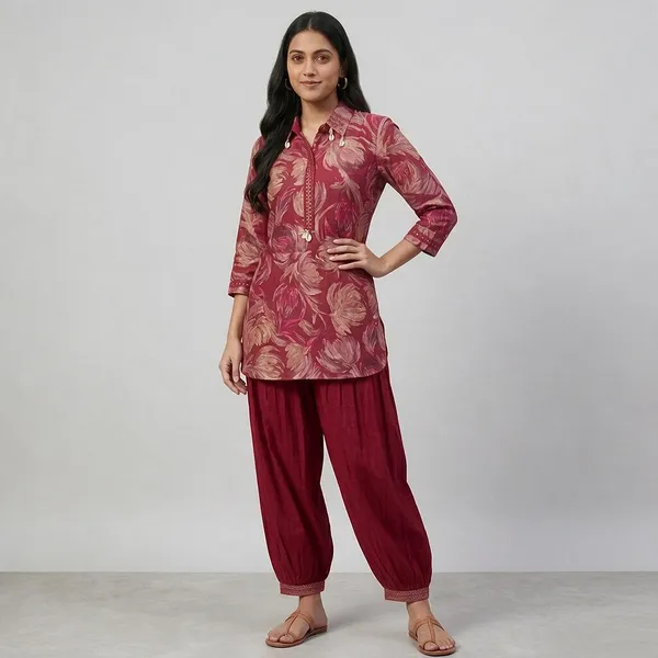 Red_Cotton_Kurta_Set_For_Women
