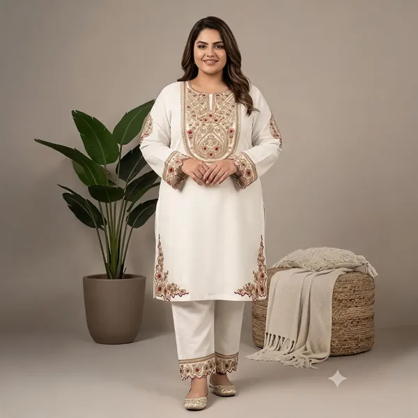 White_Crepe_Kurta_Pant_Set_For_Women
