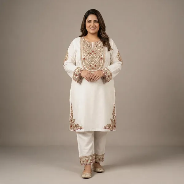 White_Crepe_Kurta_Pant_Set_For_Women