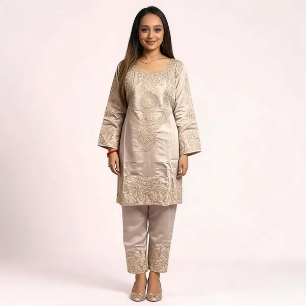 Beige_Crepe_Kurta_Set_For_Women