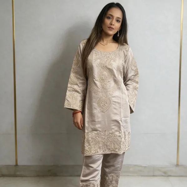 Beige_Crepe_Kurta_Set_For_Women