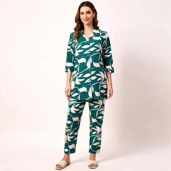 Green_Cotton_Kurta_Set_For_Women