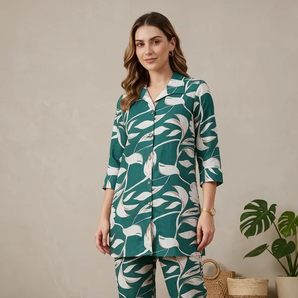 Green_Cotton_Kurta_Set_For_Women