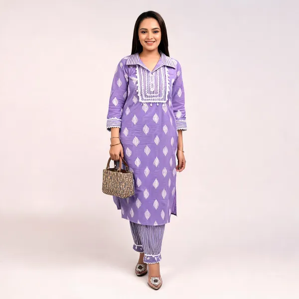 Purple_Cotton_Kurta_Set_For_Women
