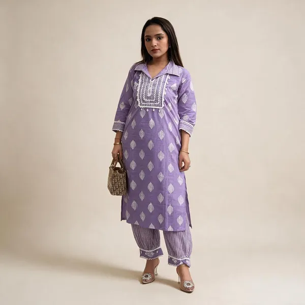 Purple_Cotton_Kurta_Set_For_Women