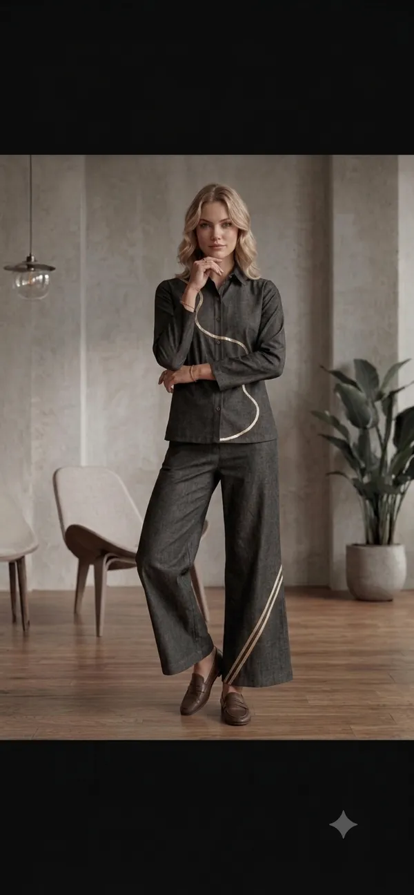 Grey_Denim_Cotton_Kurta_Set_For_Women