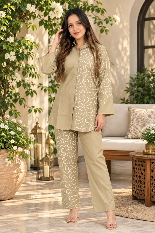 Beige_Cotton_Straight_Suit_Set_For_Women