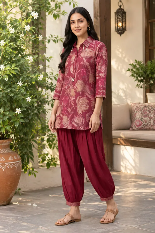 Red_Cotton_Kurta_Set_For_Women