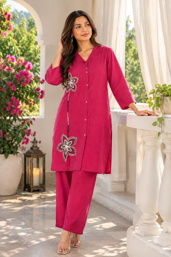 Pink_Crepe_Kurta_Pant_Set_For_Women