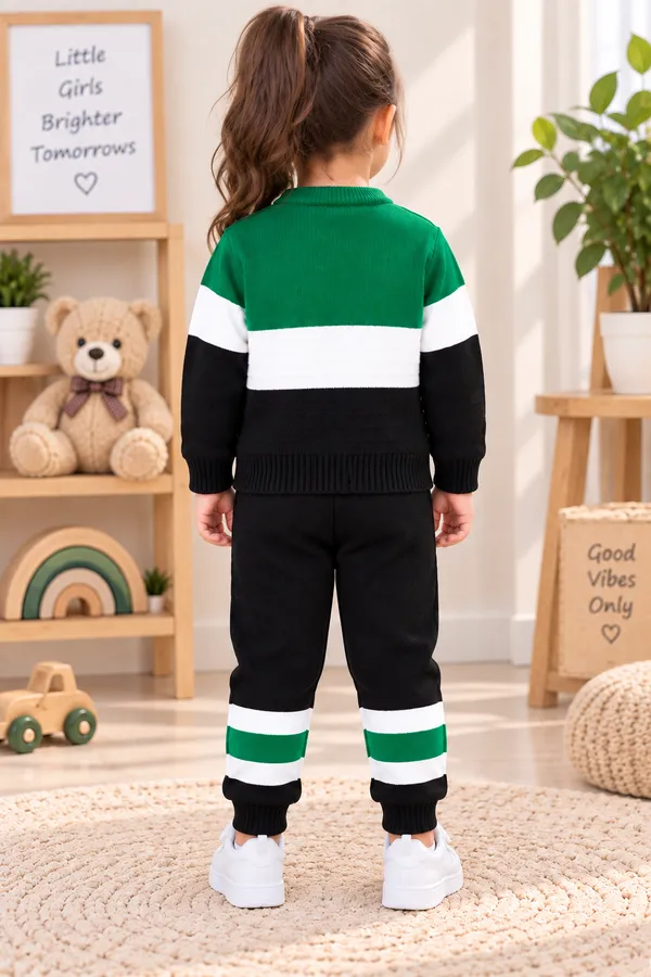 Green_Colorblock_Sweater_For_Girls