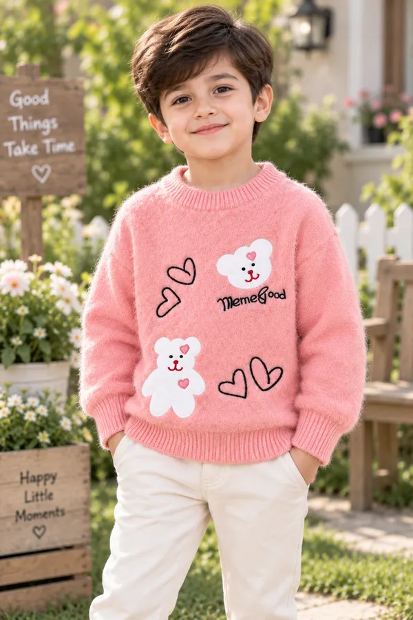 Pink_Knit_Regular_Fit_Sweater_For_Boys