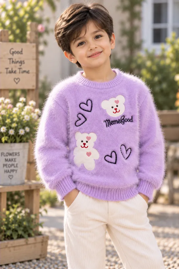 Lavender_Fuzzy_Knit_Sweater_For_Boys