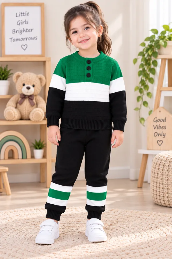 Green_Colorblock_Sweater_For_Girls