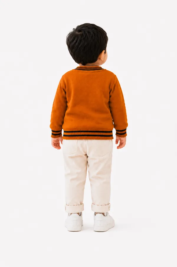 Orange_Knit_Casual_Sweater_For_Boys
