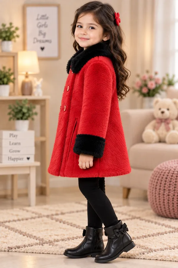 Red_Fleece_Flared_Winter_Coat_For_Girls