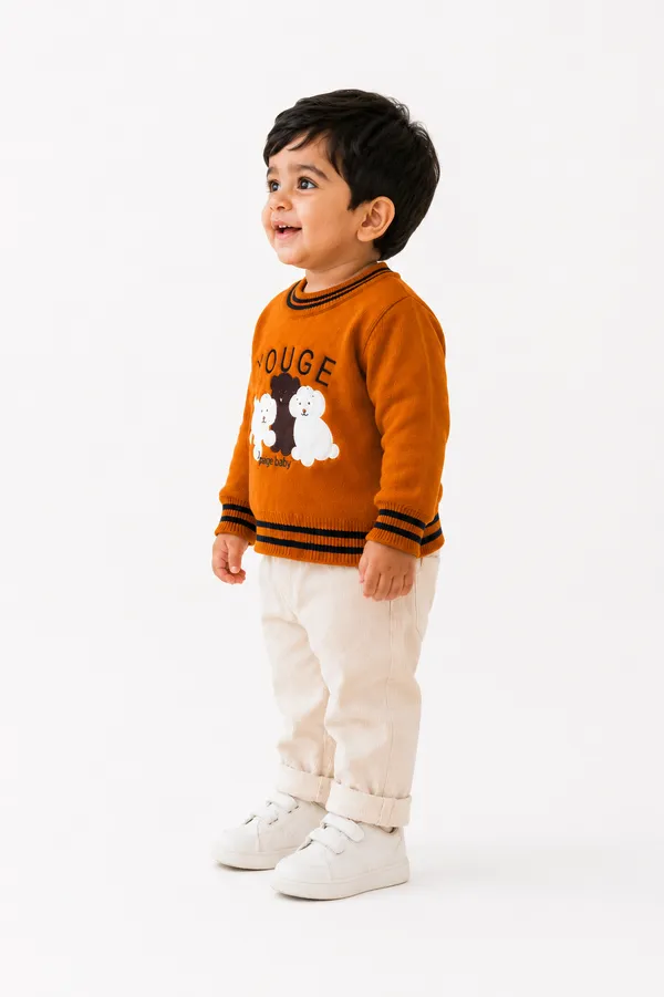 Orange_Knit_Casual_Sweater_For_Boys