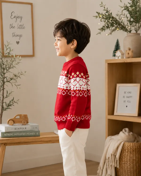 Red_Knit_Regular_Fit_Sweater_For_Boys