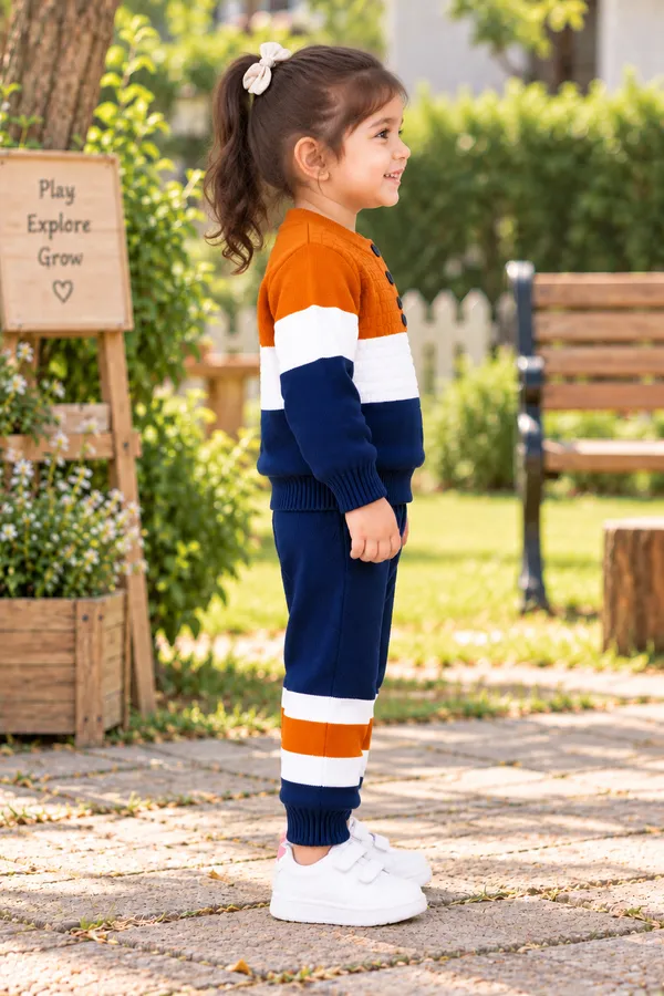 Orange_White_Navy_Knit_Sweater_For_Girls