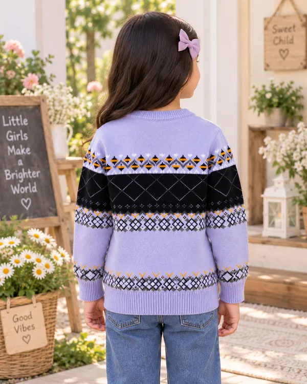 Lavender_Knitted_Regular_Fit_Sweater_For_Girls