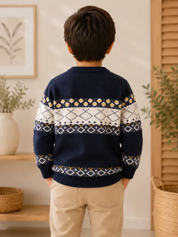 Navy_Patterned_Crew_Neck_Sweater_For_Boys