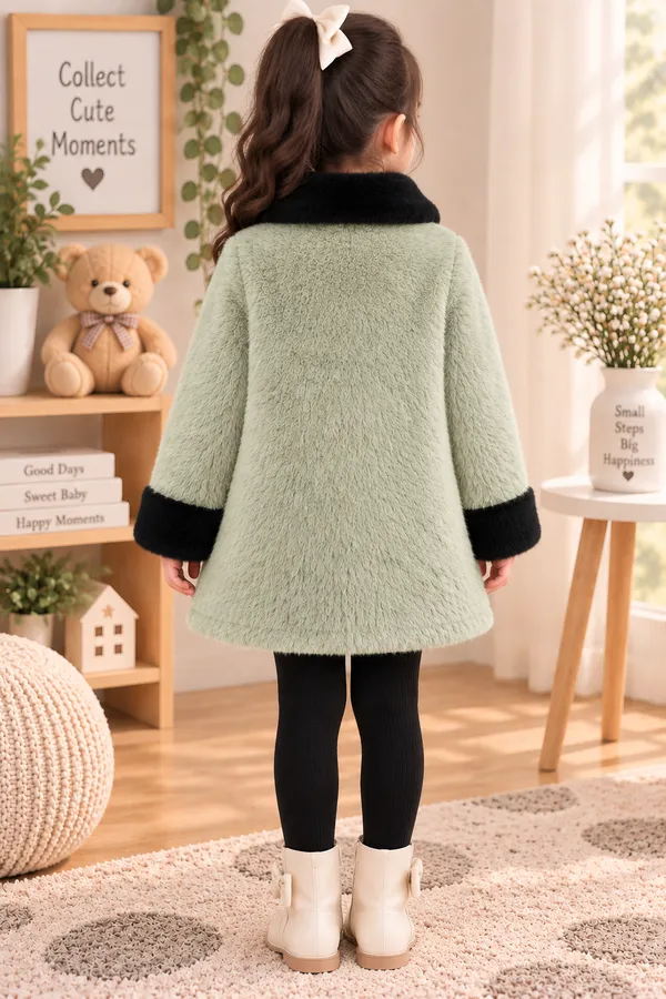 Green_Fleece_Flared_Coat_For_Girls