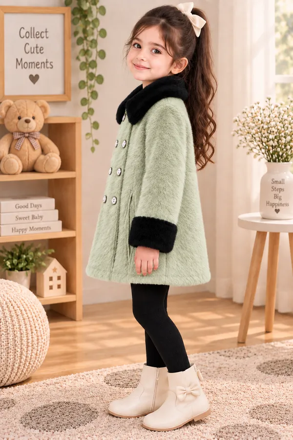 Green_Fleece_Flared_Coat_For_Girls
