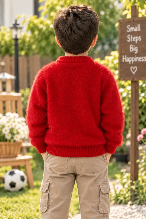 Red_Fuzzy_Knit_Sweater_For_Boys