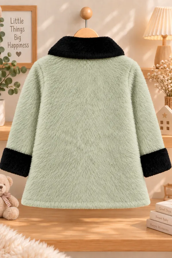 Green_Fleece_Flared_Coat_For_Girls