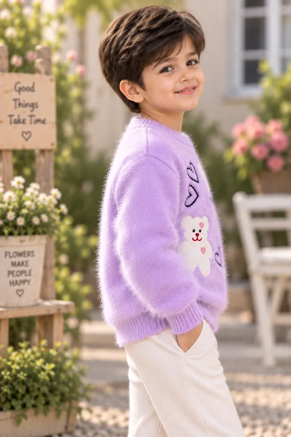 Lavender_Fuzzy_Knit_Sweater_For_Boys