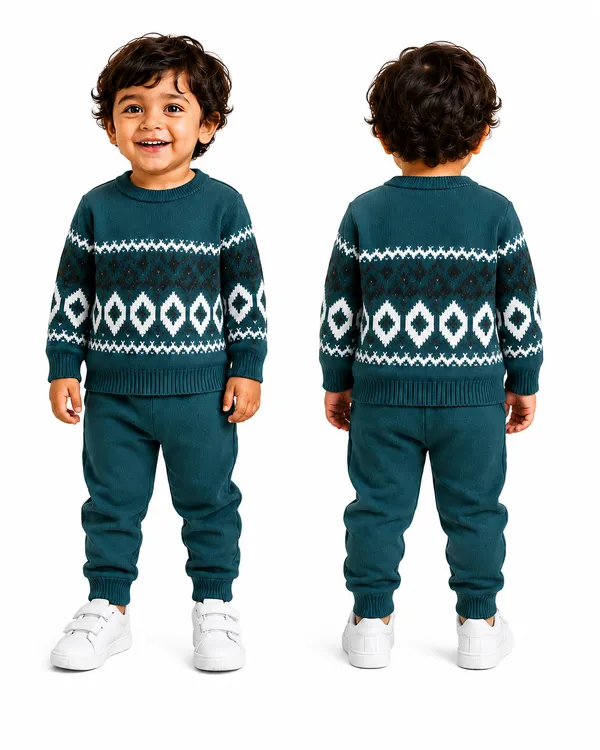 Teal_Knit_Patterned_Sweater_For_Boys