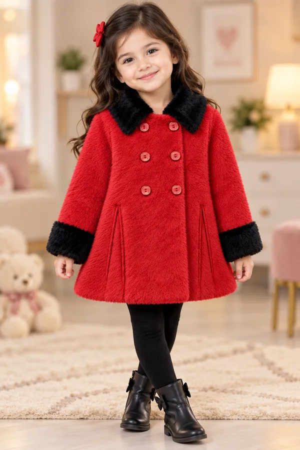 Red_Fleece_Flared_Winter_Coat_For_Girls