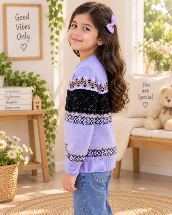 Lavender_Knitted_Regular_Fit_Sweater_For_Girls