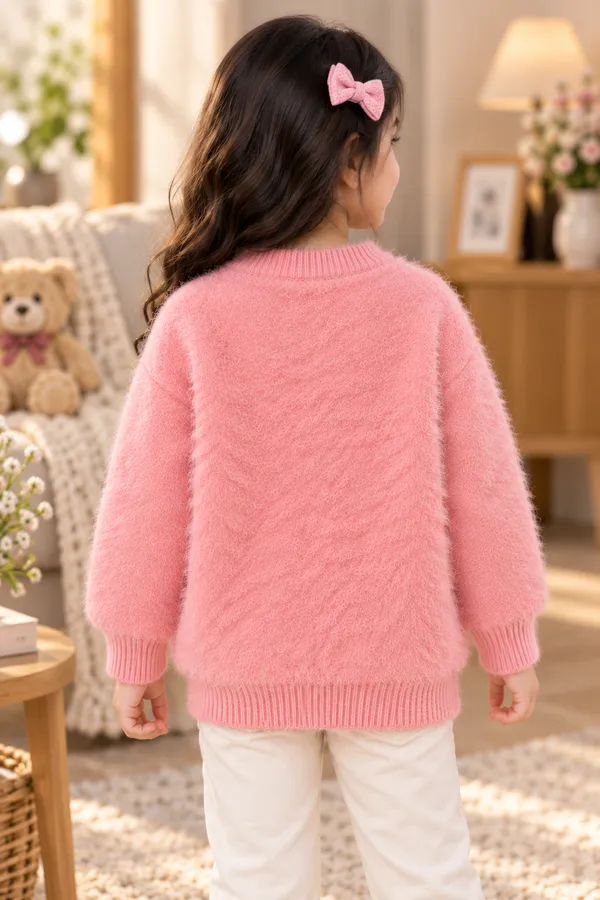 Pink_Fuzzy_Regular_Fit_Sweater_For_Girls